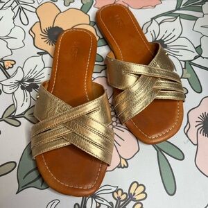 UGG Metallic Gold Slide Sandals